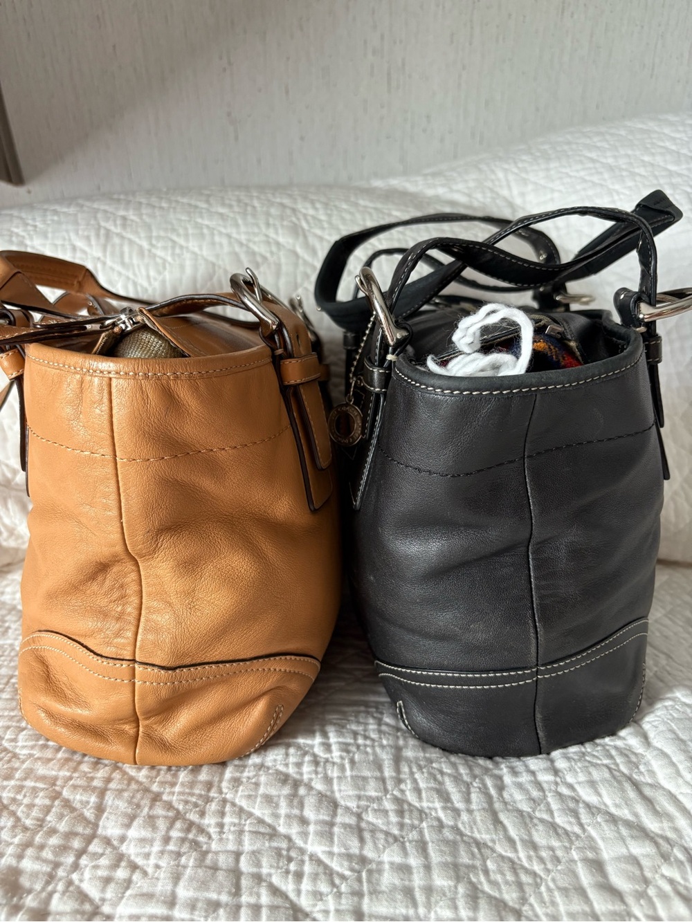 coach soho mini bucket tote bundle 9544 tan and black silver vintage 2004 2006 - Picture 4 of 14